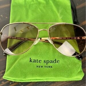 Kate‎ Spade New York Emmaline Aviator Sunglasses Gold Tone Gradient Lenses